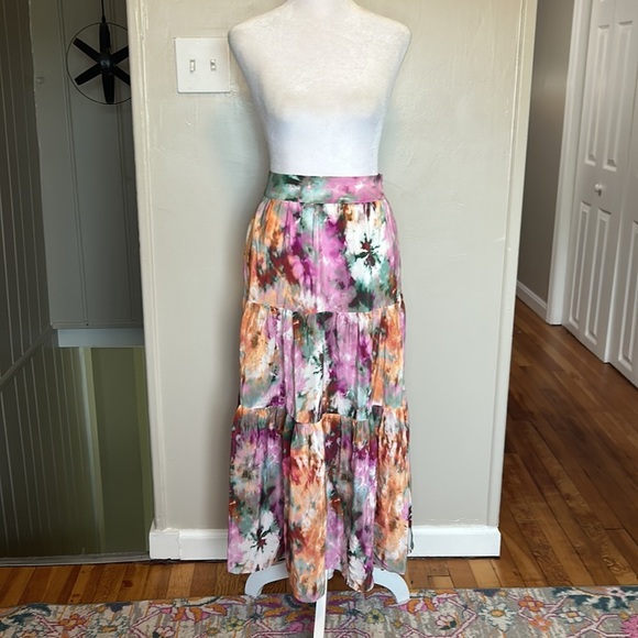 Anthropologie Kachel Multicolor Tie-Dye Tiered Skirt NWT Size 2 Free People - Picture 6 of 12